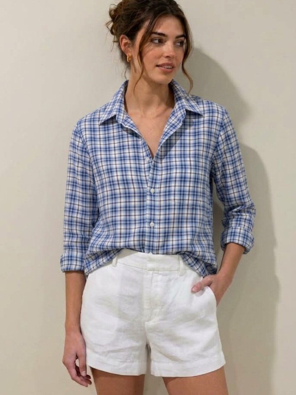 Frank & Eileen Barry Button Down Shirt - Red/Black/Blue/White Check - Size Small